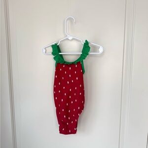 Old Navy Baby Girl Strawberry One Piece Swimsuit with Ruffles size 18-24M